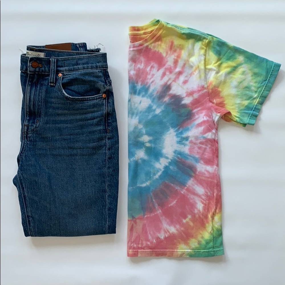 Handmade pastel multicolor tie dye tee